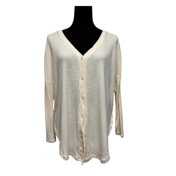 Z supply Oversized Long Sleeve Top Cream - Picture 1 of 7